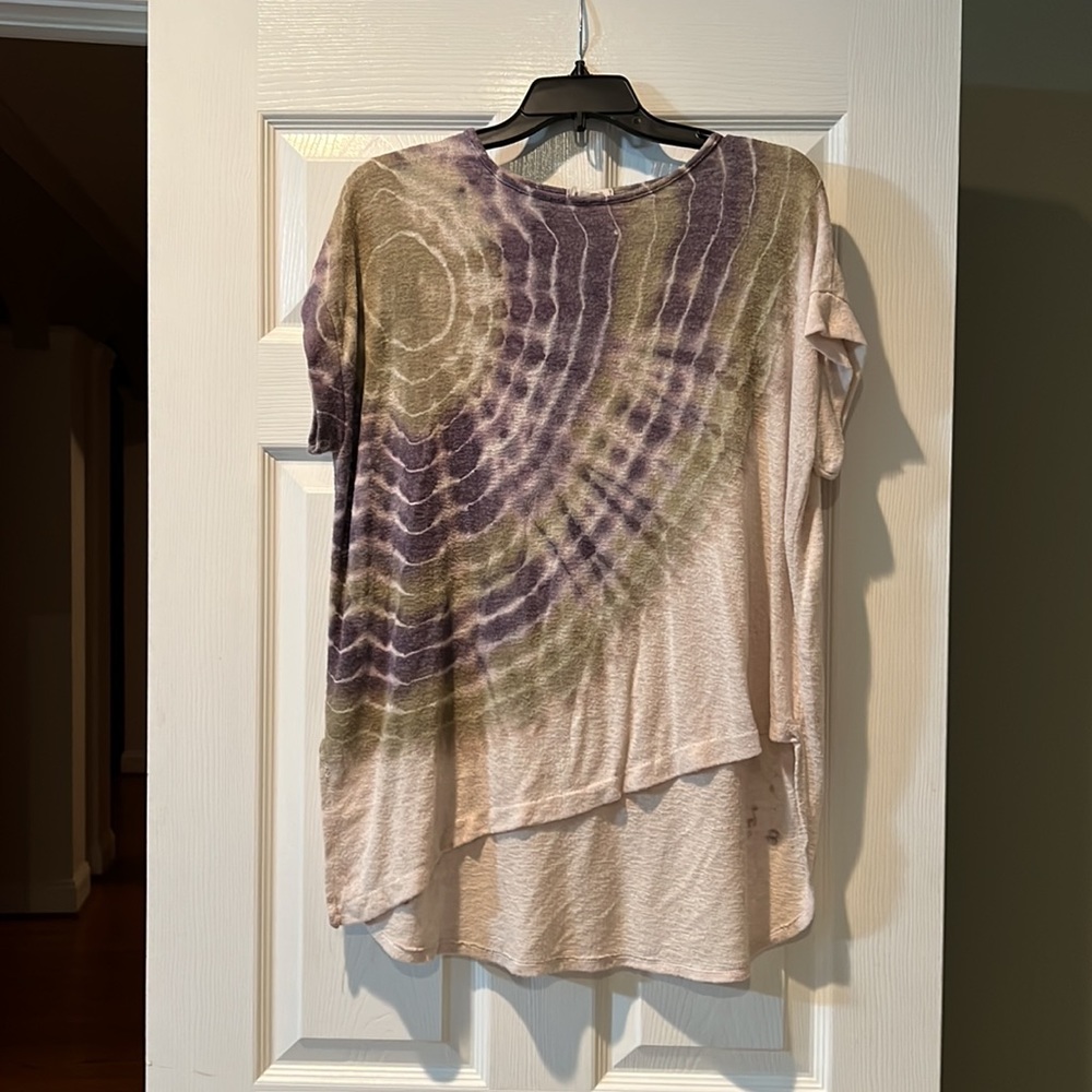 Cirana Short Sleeved Tie Dyed Asymmetrical Loose Fit Top sz XS